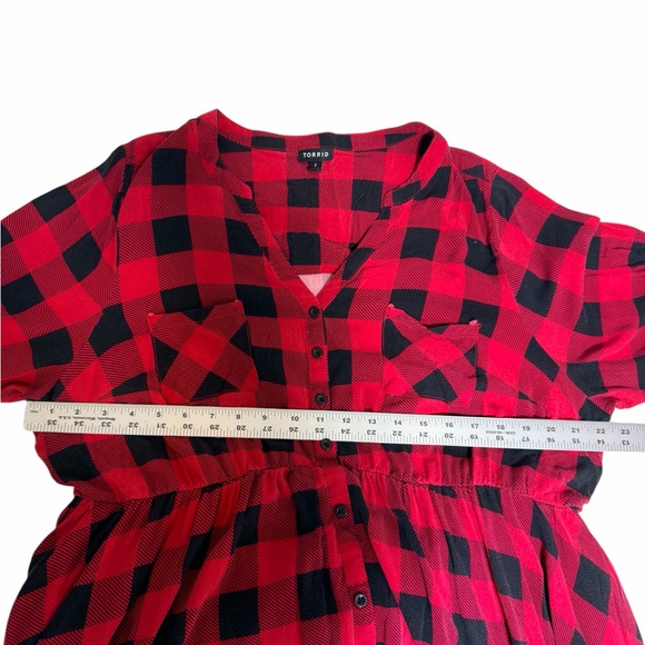 Torrid Mini Challis Button-Front Shirt Dress Buffalo Plaid Size 2X - Picture 5 of 8